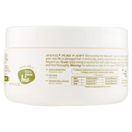 Avenil pure & soft Maschera Capelli Ristrutturante Argan e vitamin E 300 ml